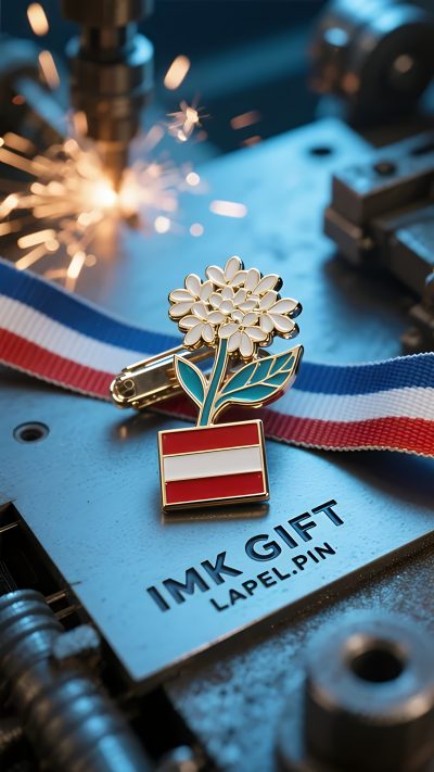 in987-Rot-Weiß-Eid-Der-Nationalgeist-in-der-Edelweiß-Krawattenklammer